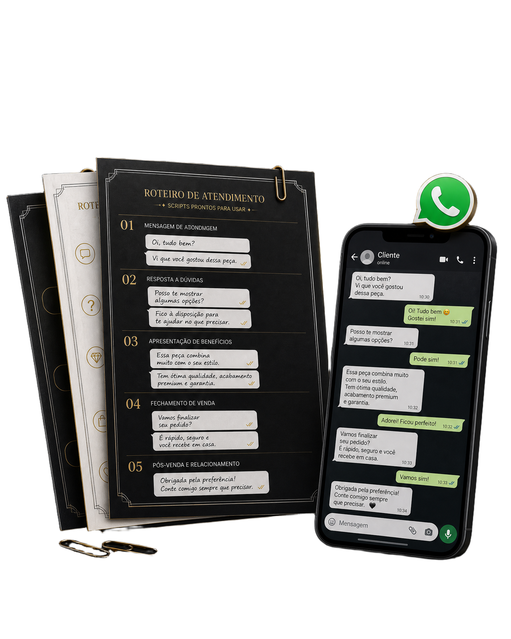 Mockup dos Scripts de Abordagem e Fechamento